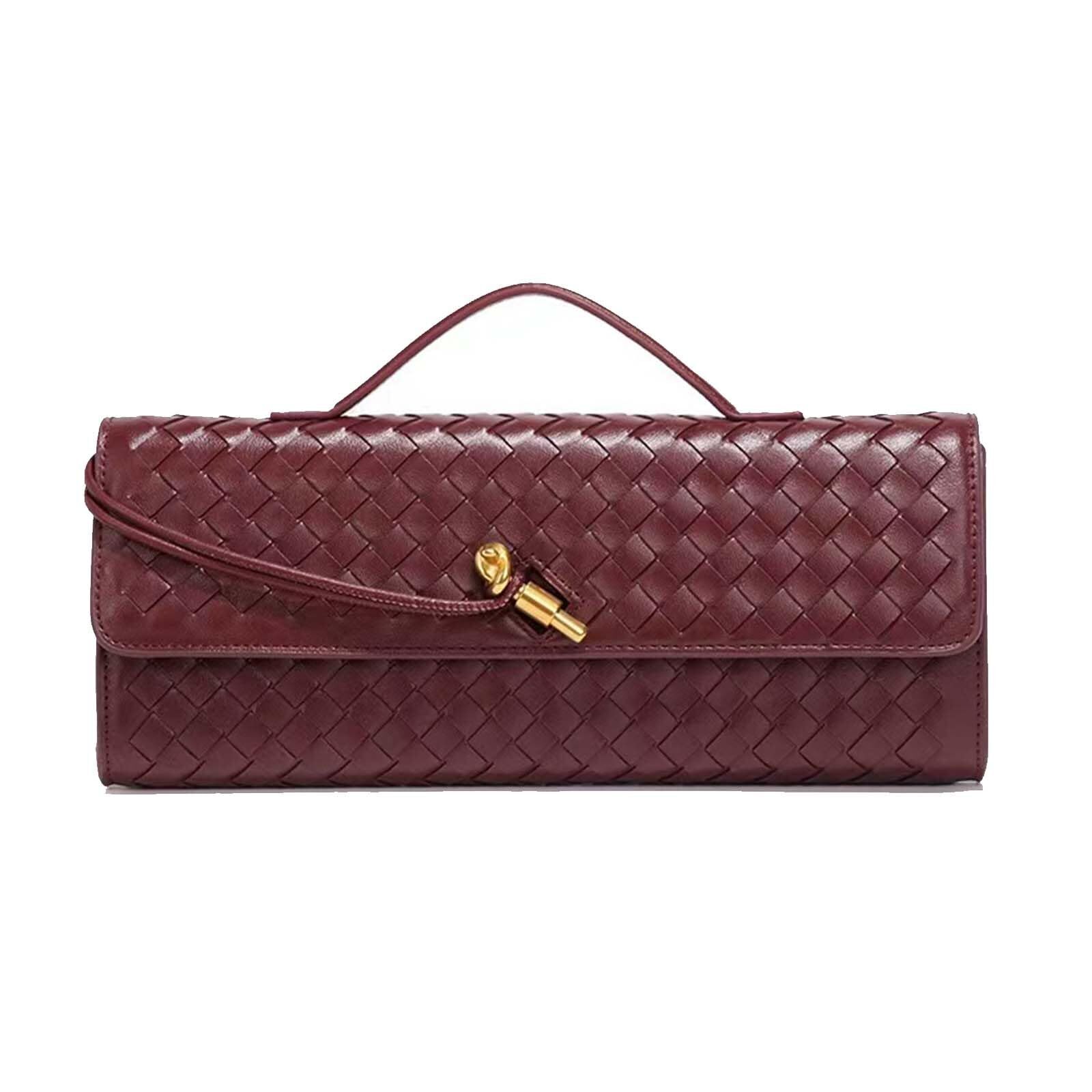 7230 Handmade Woven Evening Bag Casual Clutch Purse Leather Shoulder